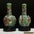 Pair of famille verte reticulated vases, Kangxi for Sale