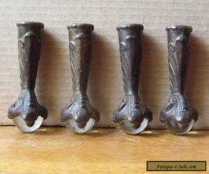 Set Of 4 Antique Vintage Glass Ball & Claw Furniture Table Leg Ends/Feet for Sale