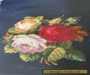 Item ANTIQUE VINTAGE NEEDLEPOINT TAPESTRY HAND MADE ROSES very ATTRACTIVE! for Sale