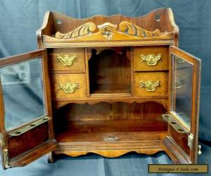 Item STUNNING EDWARDIAN ANTIQUE ENGLISH OAK SMOKERS CABINET WITH GLAZED DOORS C1900 for Sale