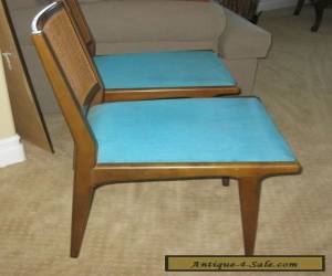 Item Pair Of Two Vintage Danish Mid Century Modern Turquoise CANE Accent CHAIRS for Sale