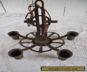 VINTAGE CAST IRON CHANDELIER HANGING LIGHT FIXTURE 5 LIGHT BASE REPURPOSE for Sale