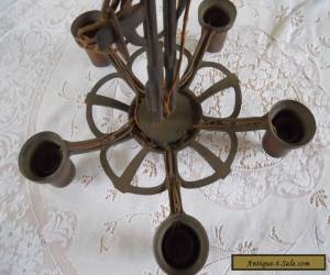 Item VINTAGE CAST IRON CHANDELIER HANGING LIGHT FIXTURE 5 LIGHT BASE REPURPOSE for Sale