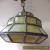 Vtg. Green Slag Glass Hanging Light Fixture - Unique Shape  for Sale