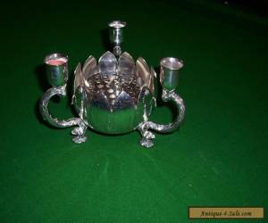 Item SILVER PLATE FLOWER BOWL WITH CANDLE HOLDERS. for Sale