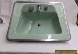 Vintage Jadeite Green Porcelain Ceramic Bathroom Sink old Lavatory 4954-15 for Sale