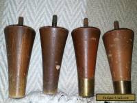 Lot 4 Vintage Tapered Wood Dresser Furniture Legs, Feet Mid-Century Modern