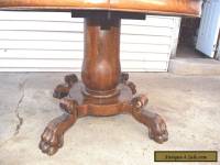 ANTIQUE VICTORIAN ROUND DINING SOLID WOOD TABLE WITH CLAW FEET 