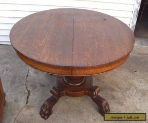 Item ANTIQUE VICTORIAN ROUND DINING SOLID WOOD TABLE WITH CLAW FEET  for Sale