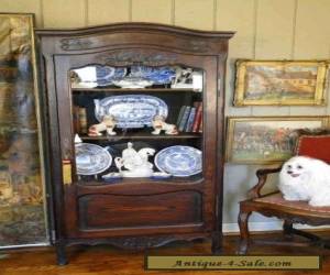 Item Antique French Bookcase Armoire Cabinet Carving Shells Dark Oak  for Sale