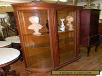 Antique Victorian Classic Carved Solid Oak Large China Curio Display Cabinet 