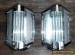 Vintage Pair of Art Deco Chrome & Glass Rod Wall Sconces Lights for Sale