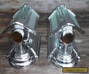 Item Vintage Pair of Art Deco Chrome & Glass Rod Wall Sconces Lights for Sale