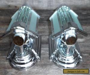 Item Vintage Pair of Art Deco Chrome & Glass Rod Wall Sconces Lights for Sale