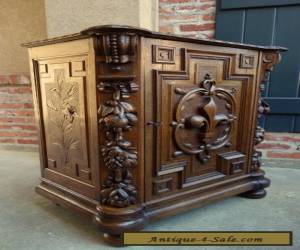 Item   Antique French Renaissance Carved Oak CABINET Fleur de lis Bookcase End Table for Sale