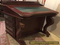 RARE Antique Handmade Davenport Carved Mahogany Writing Desk