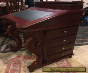 Item RARE Antique Handmade Davenport Carved Mahogany Writing Desk for Sale