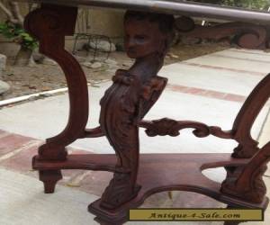 Item Antique Walnut Wood Carved Heads Statues Wings Side Table Furniture for Sale