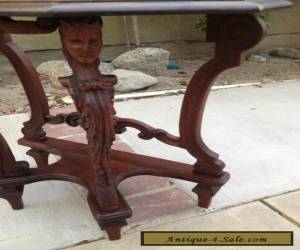 Item Antique Walnut Wood Carved Heads Statues Wings Side Table Furniture for Sale