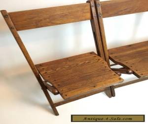 Item Vintage Antique Wood Oak Wooden Folding Chairs Set of 4 for Sale