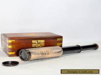 MARITIME BRASS ANTIQUE TELESCOPE WITH WOODEN BOX PIRATE NAVIGATION TELESCOPE 