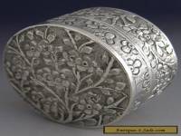 BEAUTIFUL CHINESE EXPORT SILVER BLOSSOM BOX c1900 ANTIQUE
