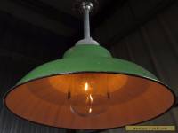 Vintage CROUSE - HINDS GREEN PORCELAIN 16" LIGHT industrial glass globe barn