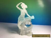 FRENCH ITALIAN CRYSTAL GLASS ANTIQUE FIGURINE NAKED WOMAN CLAM PEARL ART STATUE