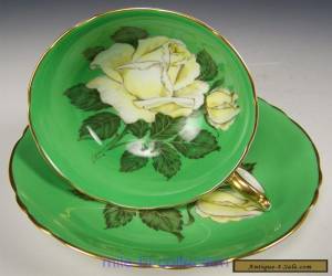 Item PARAGON HUGE WHITE ROSES GREEN TEA CUP AND SAUCER for Sale