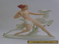 Nude Woman Lady Ibex Goat Decoration Porcelain Figurine Wallendorf German 