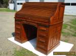 ANTIQUE C-1910 TIGER QUARTERSAWN OAK S- ROLL TOP OFFICE DESK for Sale