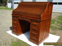 ANTIQUE C-1910 TIGER QUARTERSAWN OAK S- ROLL TOP OFFICE DESK