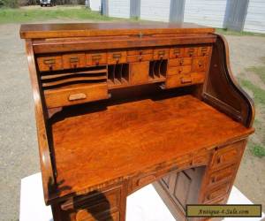 Item ANTIQUE C-1910 TIGER QUARTERSAWN OAK S- ROLL TOP OFFICE DESK for Sale