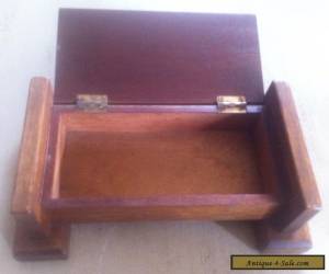 Item ANTIQUE / VINTAGE WOODEN BOX -9.5" LONG X 5.3" WIDE X 3.2" HIGH -DESK PEN HOLDER for Sale