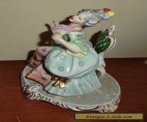 Item Dresden Porcelain Reine Handarbeit Victorian Woman Sitting on Chair with Fan for Sale