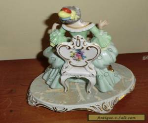 Item Dresden Porcelain Reine Handarbeit Victorian Woman Sitting on Chair with Fan for Sale