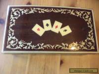 wooden playing cards  box inlaid lid 