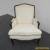 Vintage French Provincial Style Carved Wood White Cotton Blend Accent Chair  for Sale