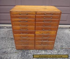 Antique Large Wood Drawer Plumbing Tool Parts Cabinet 