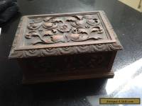  ANTIQUE WOODEN BOX WITH CARVED DETAIL - wood/woodenware