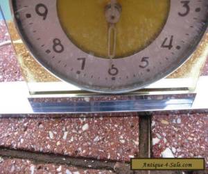 Item Art Deco chrome brass base yellow perspex surround Aust made clock electric RARE for Sale