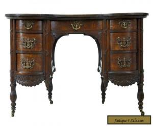 LATE 19TH CENTURY CARVED OAK KIDNEY SHAPED WRITING DESK for Sale