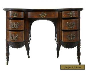 Item LATE 19TH CENTURY CARVED OAK KIDNEY SHAPED WRITING DESK for Sale