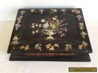 Antique Victorian Era Writing Box,Lap Desk with Pearl Inlay