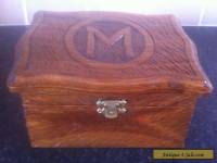VINTAGE WOODEN HAND CARVED BOX WITH PADDED BRUSH VELVET LINING.GREAT DETAIL.