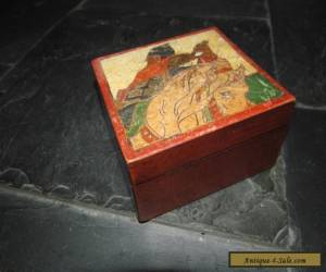 Item ANTIQUE MEIJI PERIOD WOODEN JAPANESE WARRIOR TRINKET BOX for Sale