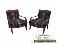 Quality Pair of French Empire Style Dolphin Carved Arm Chairs