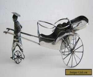 Fine Old Chinese HK Sterling Silver Figural Rickshaw Salt & Pepper Cruet Holder for Sale
