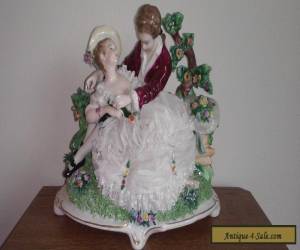 Item Antique Unterweissbach Victorian Couple Figurine Dresden Style Lace Germany  for Sale