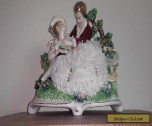 Item Antique Unterweissbach Victorian Couple Figurine Dresden Style Lace Germany  for Sale